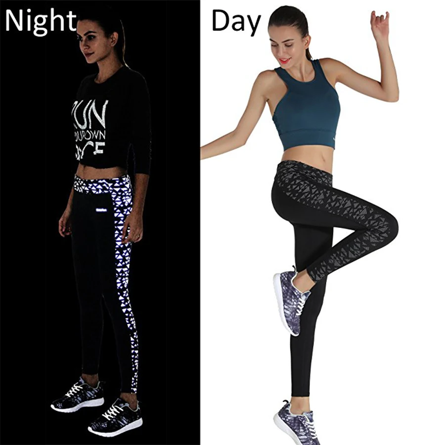 Night run Reflective Running Pants Women Legging Athletic Sport Workout