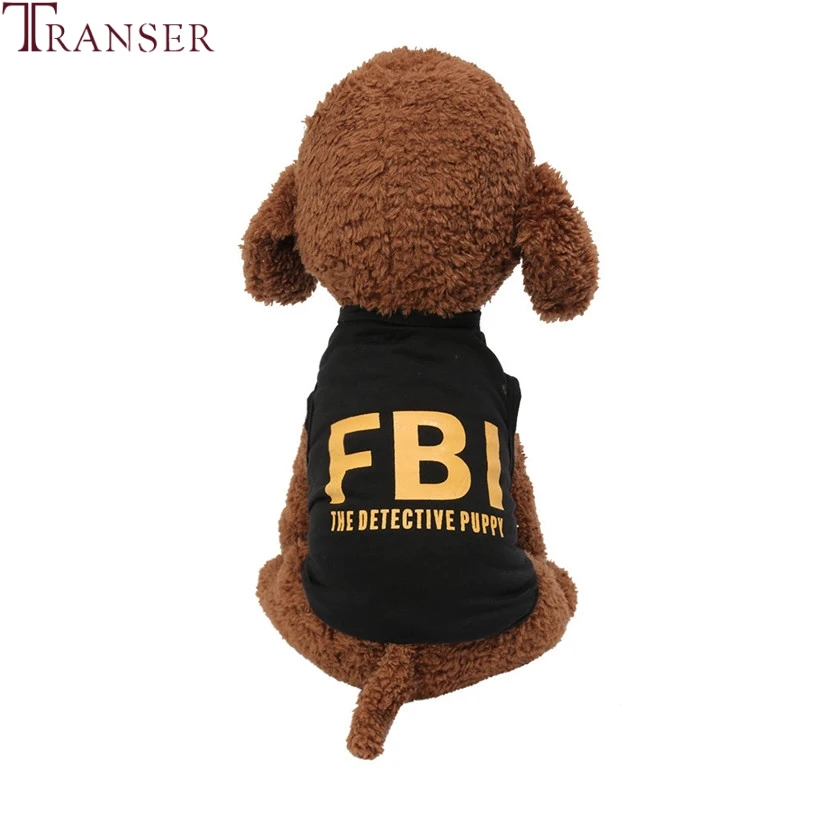 Transer FBI Black Dog Shirts Puppy Small Dog Cotton Clothes Pet Summer Clothing Beloved Doggie Dog Tank Vest 0611