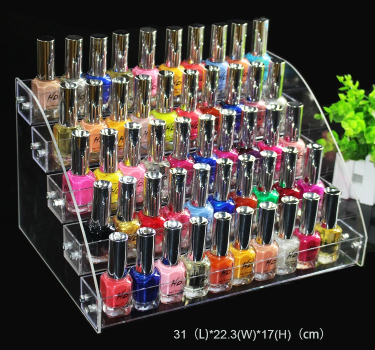 

5 Tiers Acrylic Lipstick Holder Essential Oils Display Stands Dropper Bottle Nail Polish Organizers Nail Polish Display Case