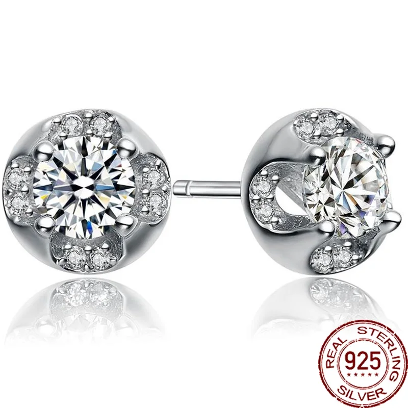 

Aceworks Round Zirconia 925 Sterling Silver Stud Earring Women Wedding Bridal Bridesmaids Zirconia Cute Brand Design ER1103