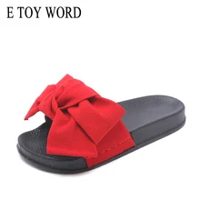 E TOY WORD beach woman flip flops bow decoration summer Women Slippers Flat Slides Rubber slippers women Plus Size 40-43