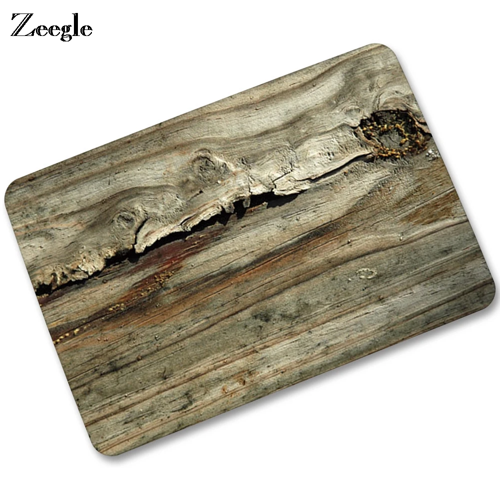 Floor Mat Wood Printed Doormat Bathrom Carpet Anti-slip Mats Home Door Mats Water Proof Kitchen Area Rugs Bedroom Foot Pads