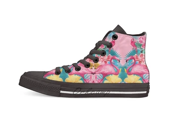 

Flamingo and Tropical garden High Top Canvas Shoes Flat Casual Custom Unisex Sneaker Drop Shipping