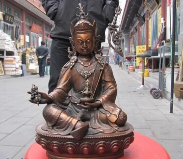 

xd 003109 12"Tibet Folk Buddhism craftwork Red Bronze Padma Sambhava Buddha statuary