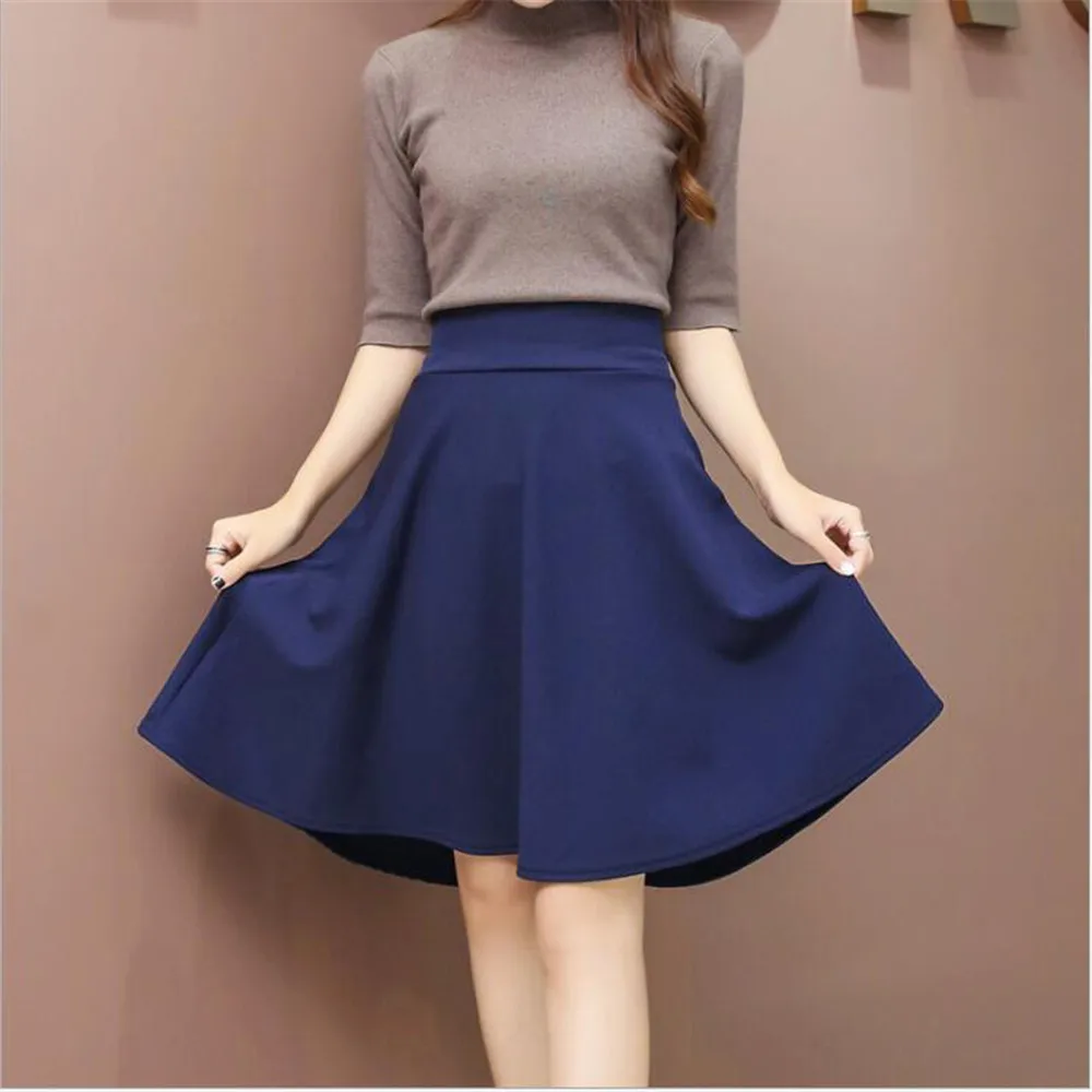 Faldas mujer moda 2019 моды сплошной цвет высокая талия большой размер в студенческом