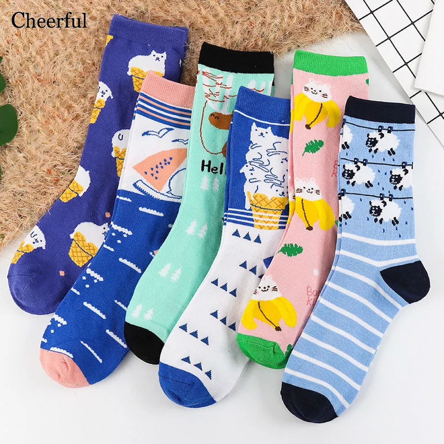2019 Творческий Кот из мультфильма носки Модные Harajuku счастливые хлопковые уличные