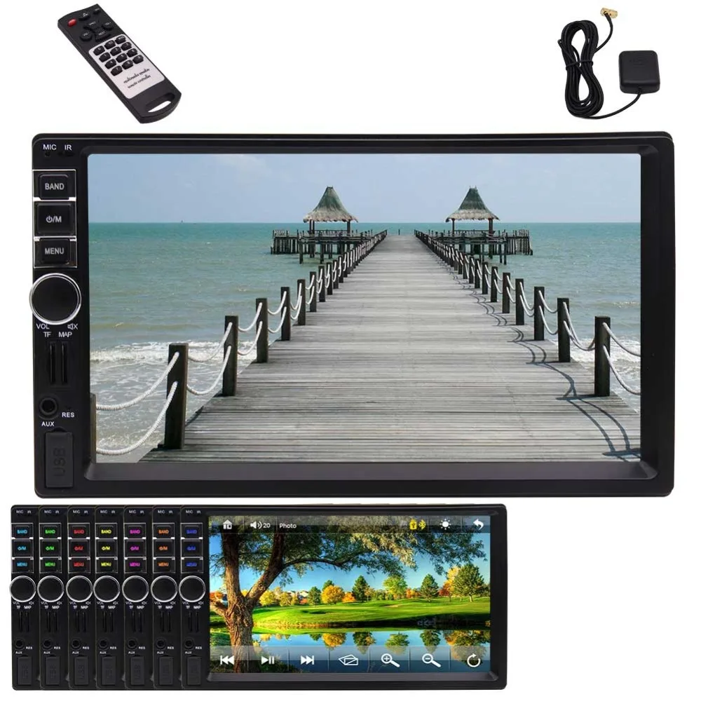 

Video Player Bluetooth GPS Navigation Radio stereo In dash Capacitive Touch Scree head unit support AM/USB/TF/7 colors of button