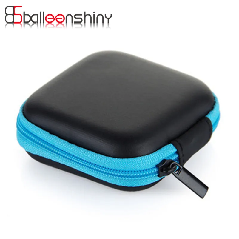 BalleenShiny Mini Square Headphone Wire Case Container Zipper Data Cable SD Card Storage Bag Holder Portable