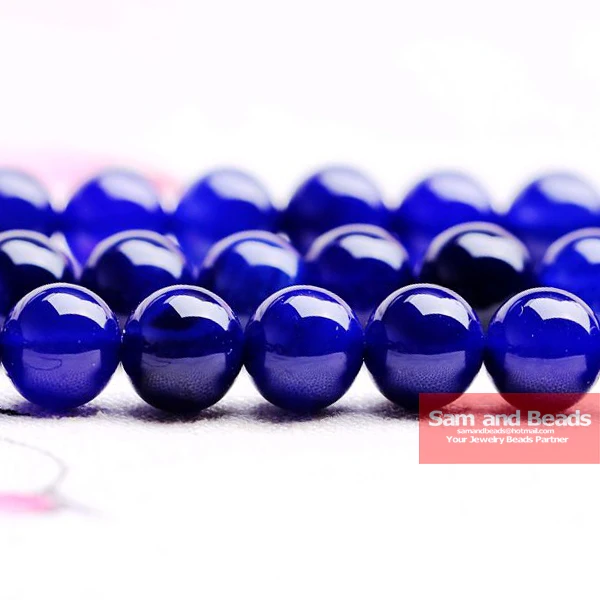 

Free Shipping Smooth Round Dark Blue Chalcedony Beads For Jewelry Making Diy Bracelet Strand 16" DBJB01