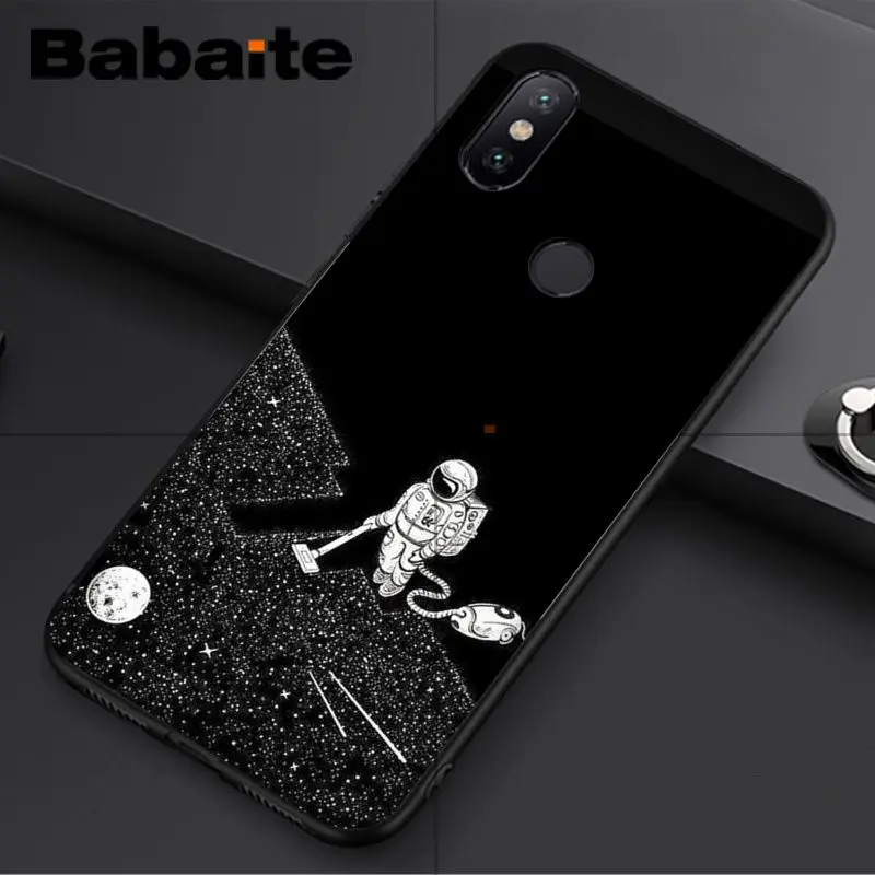Black With White Moon Stars Space Astronaut