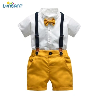 

LONSANT 2019 Hot Sale Infant Baby Boys Gentleman Bow Tops T-shirt Suspenders Strap Pants Set Outfits Baby Clothes N30