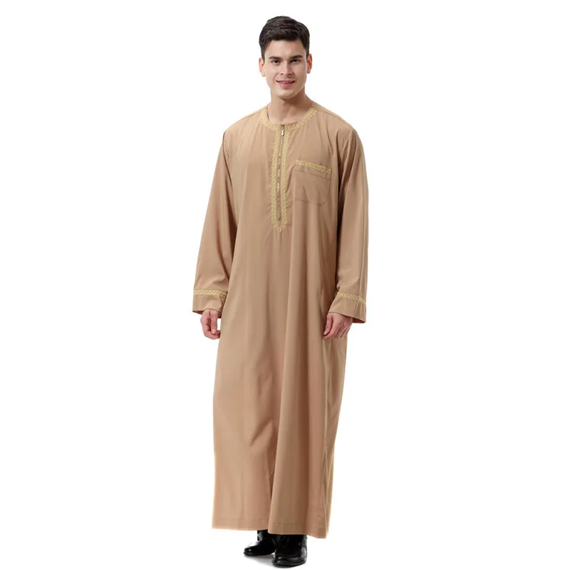 Qlychee Mens Vintage Arab Kaftan Robes Mens's Muslim Robe Short Sleeve Men Islamic Dubai Saudi Arabia Thobes | Тематическая