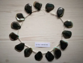 

B0104 Natural 22x30-24x33mm Top-drilled Fan Black Shell Gems Stone Loose Beads 15'' Strands Jewelry Making DIY