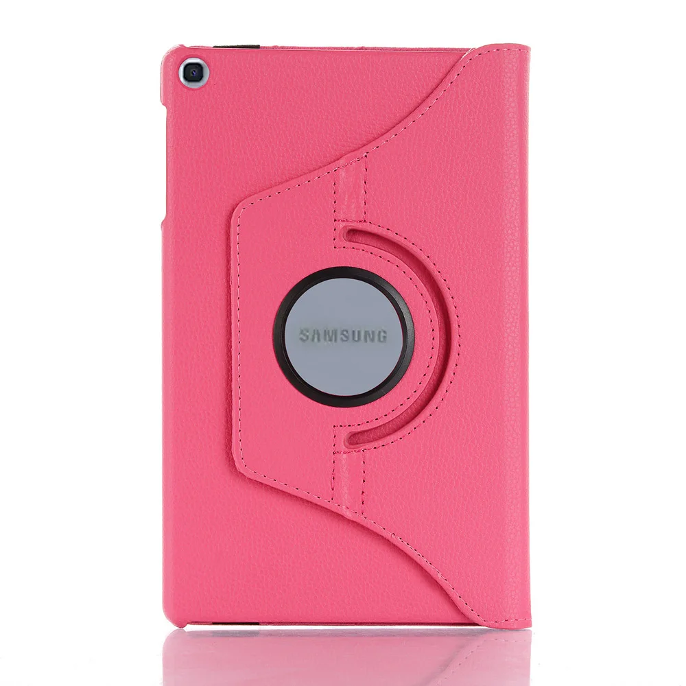 360 Rotating Case For Samsung Galaxy Tab A 8.0 S Pen P200 P205 SM-P200 SM-P205 Smart Auto Sleep / Wake Stand Leather Cover - Color: Rose Red