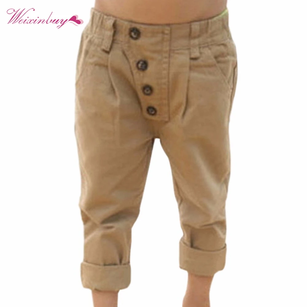 

Children Baby Clothes Kid Boys Cool Retro Khaki Casual Pants Straight Trousers 2-7Y