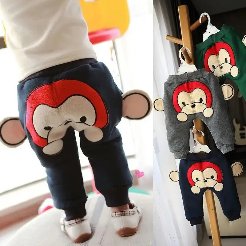 

2017 Winter little boy pants with baby cashmere trousers monkey ears