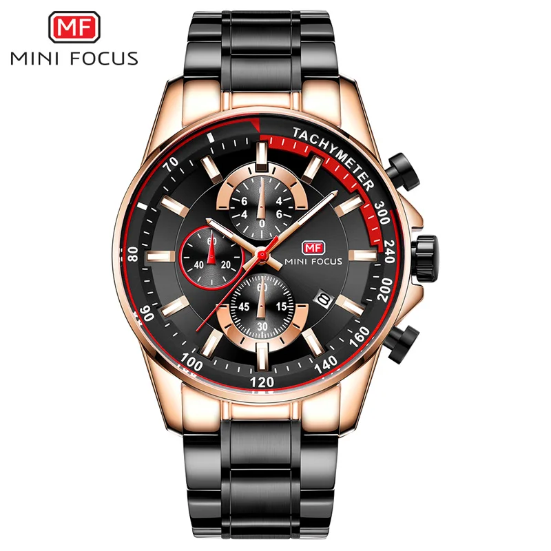 

Men Watch MINIFOCUS Top Brand Stainless Steel Strap Chronograph Fashion Mens Waterproof Quartz Clock Date Casual Male Wristwatch