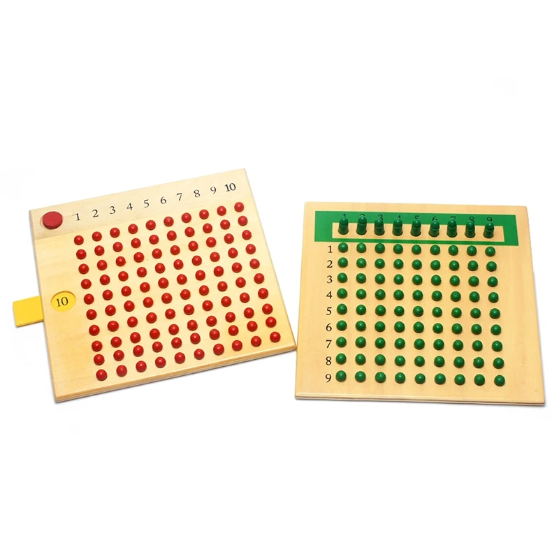 Early Wooden Montessori Materials Mathematics Teaching Toys Multiplication & Division Math Toy Beads Board Red Green Learning