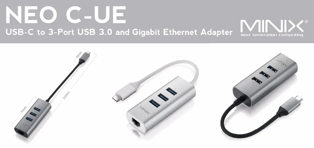 MINIX NEO C-UE (USB-C to 3-Port USB 3.0 and Gigabit Ethernet Adapter) - Product Description_