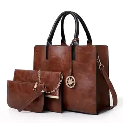 2018 новый набор 3 шт. женская большая кожаная сумка женская сумка через плечо сумка-тоут сумка