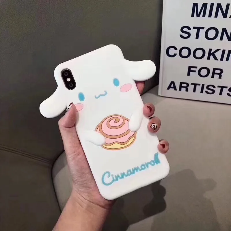 Sanrio 3D милый My Melody мультфильм с ремешком чехол для телефона IPhone Xs Max X Xr 8 7 6 S Plus Soft oroll Мягкий силиконовый чехол - Цвет: White Only Case