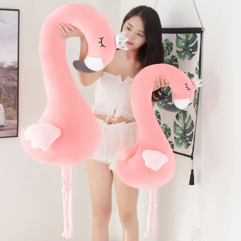 

115/80cm Kawaii Pink Crown Flamingo Animals Doll Huggable Flamingos Plush Toy Kids Girls Room Decor Plushie Gift