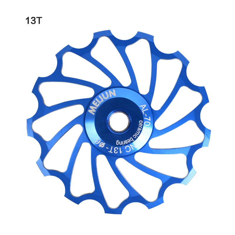 1 шт. meijun 11 Т 13 т Велоспорт MTB велосипеда Керамика шкив Road Велосипедный Спорт Жокей колеса Задний переключатель 7075 сплав руководство Керамика s несущей - Цвет: 13T blue