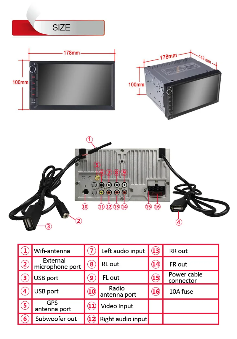 Top Free External Microphone ! Android 6.0 Universal Car DVD Player Head Unit Radio Tape Recorder Multimedia GPS WiFi BT Support OBD 19