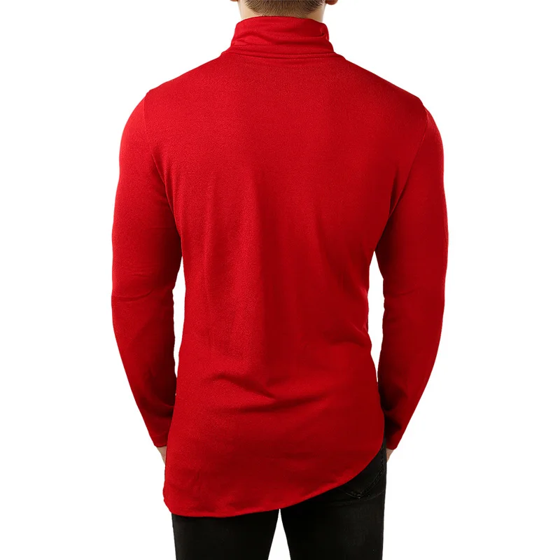 Крутой черный свитер с высоким воротом для мужчин Slim Fit разделение косой линии нижний край пуловеры для женщин свитеры