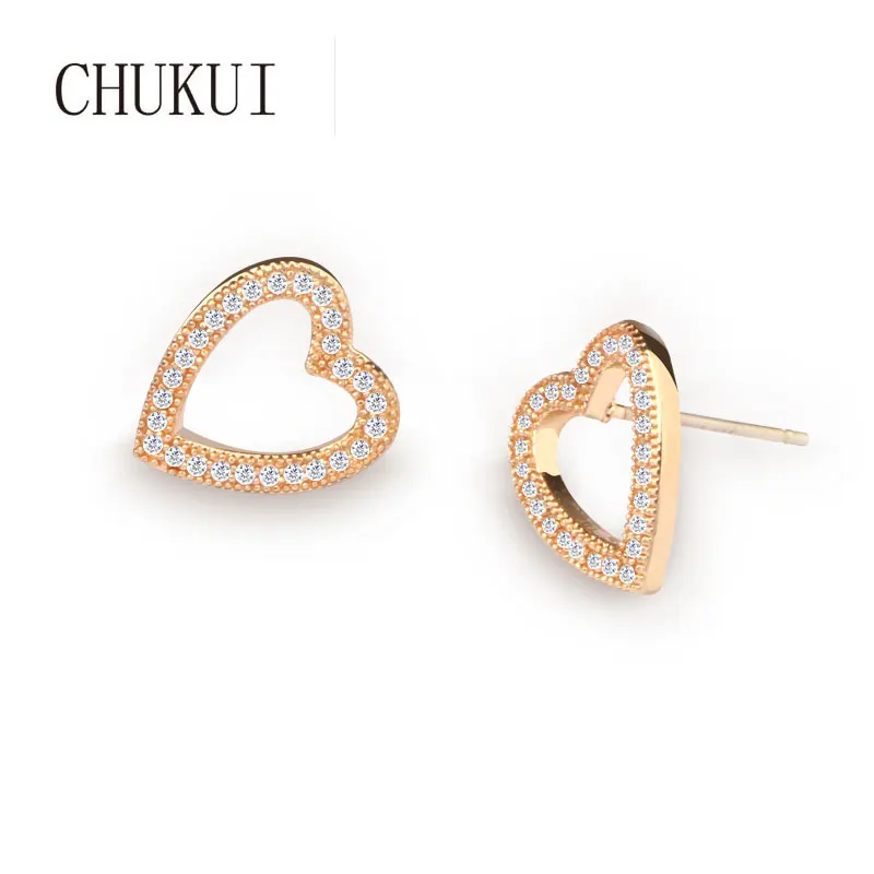 Крошечные полые геометрические серьги с надписью Love Heart Zirconia 925 серебряные