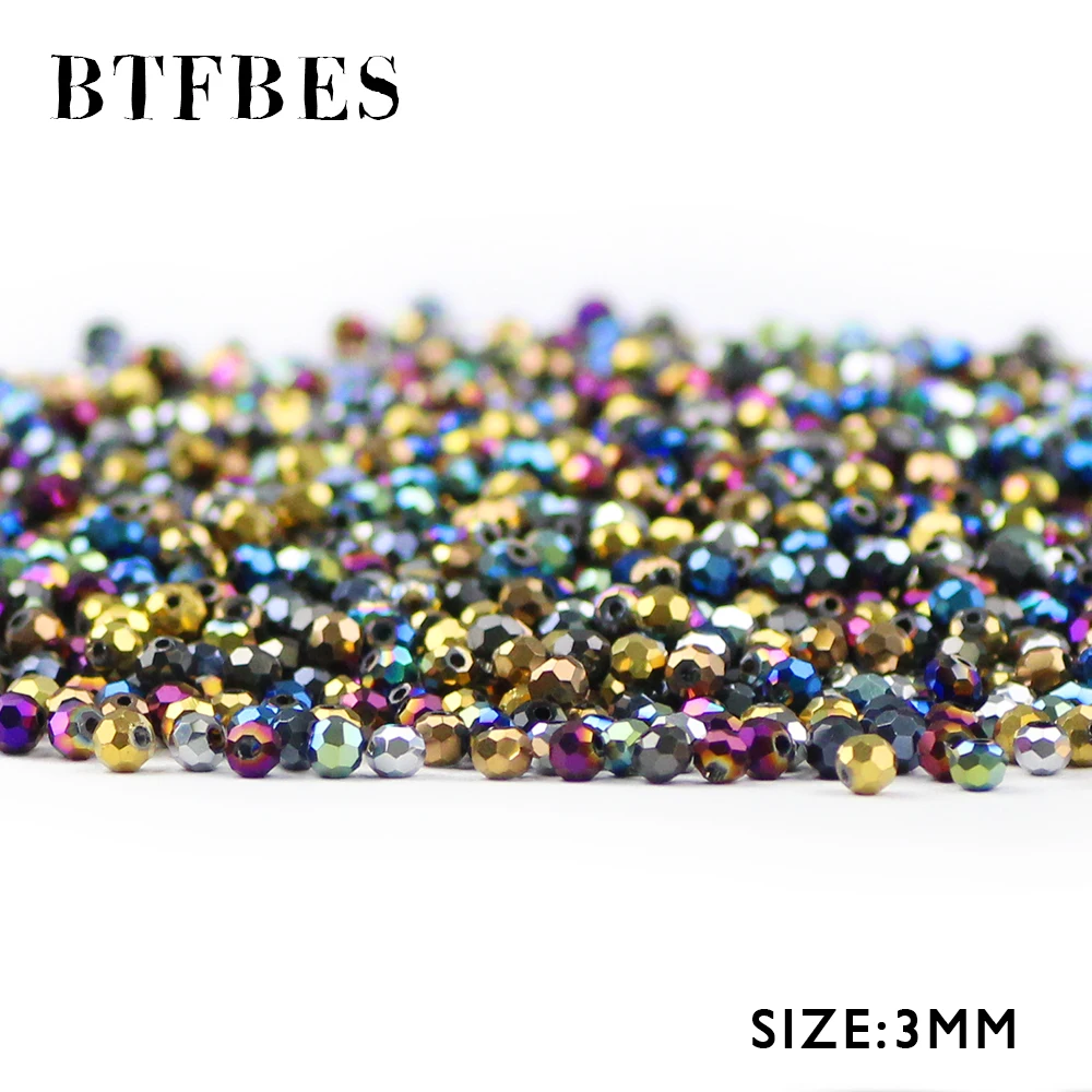 

BTFBES 200pcs Football Shape Austrian crystal 3mm plated color Round Faceted Loose beads Jewelry bracelet accessories making DIY