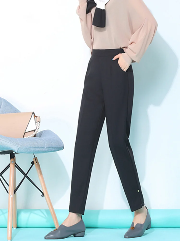 

JUJULAND Women's Casual pants Spring Summer Fashion Loose Ankle-length Trousers Female Classic High Waist Black Camel 1019