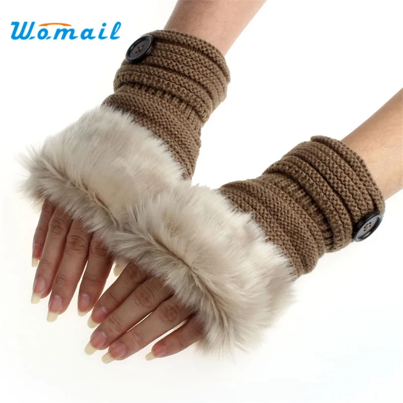 Buy Amaizng Fashion Winter Knitted Faux Fur Fingerless