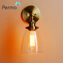 Permo винтажный настенный светильник из прозрачного стекла, современное бра, зеркальные настенные светильники для помещений, чердак, лестничное освещение, светильник, Рождественский Декор