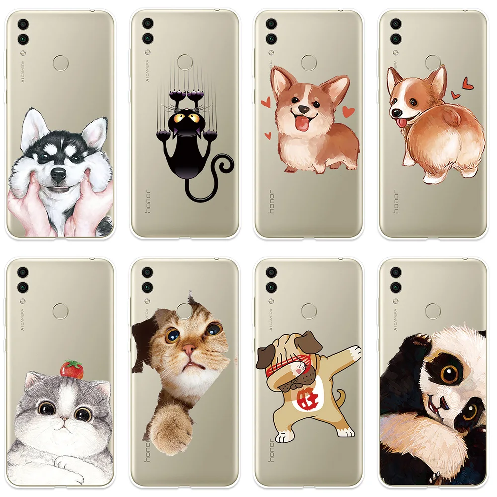 

Phone Case for Huawei Honor 7A 8A Pro 7C 8C 7X 8X 7S 8S Cover Cute Dog Cat Patterned Fundas For Honor 8 9 10 10i 20i Lite Case
