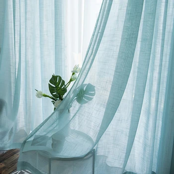 

White All-match Linen Stripe Windows Screens Sheer Panels Curtains For Living Room Modern Bedroom Balcony Custom S307&30