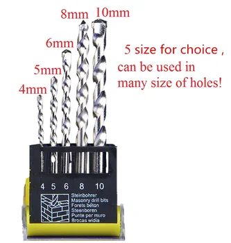 

High-quality Smooth 5pcs Alloy Blades Nickel Coated HSS Drill Bit Set 4mm-10mm for Dremel Handtool Wall Brick Concrete Granite