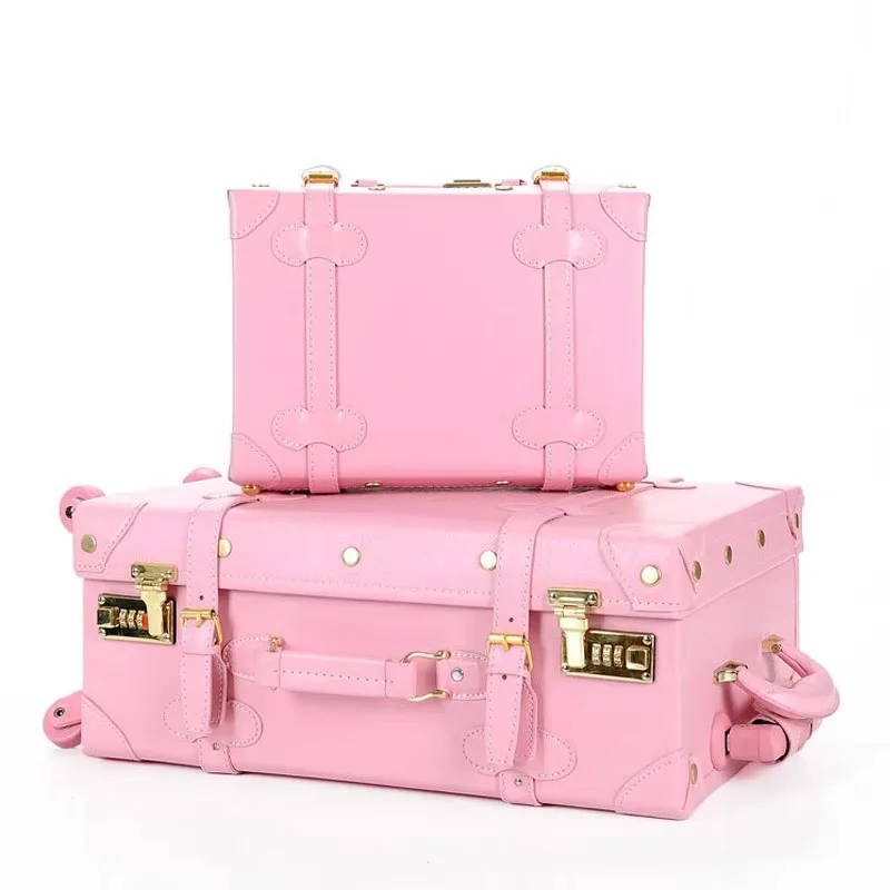 Carrylove Women Spinner Retro Suitcase Set 20"24" Trolly Bag Vintage Luggage With Wheels