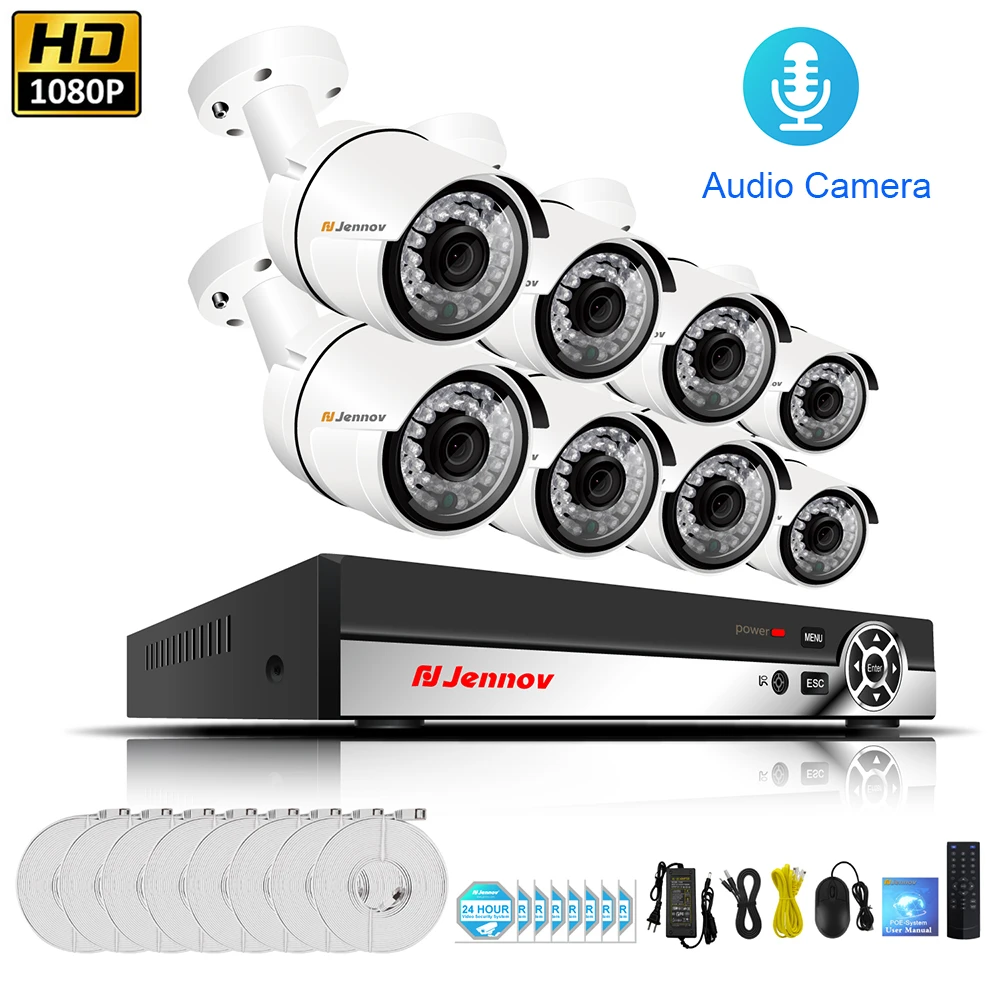 8CH 1080P NVR Security CCTV Set 2MP Outdoor Audio Record Video