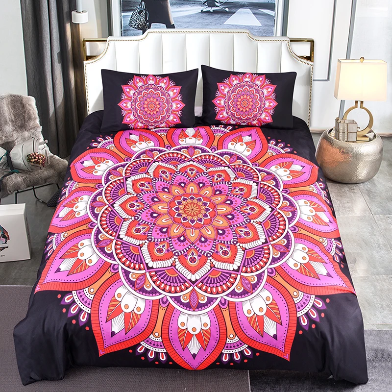 

Boniu Mandala Pattern Duvet Cover Set with Pillow Covers 3d Colorful Lotus Print Girls Bedding Set AU/US/EU/UK Twin Size Bed Set