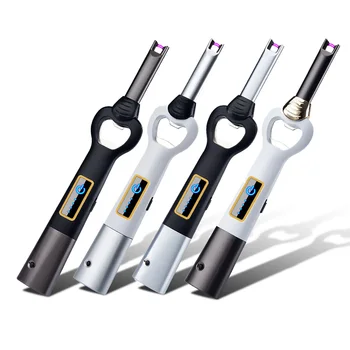 

5pcs/lot Arc USB Lighter 3 in 1 Electronic Windproof Lighters Gas Stove Igniter with LDE Lighting and Bottle Opener Function