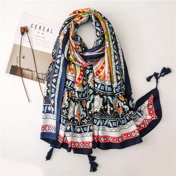 

Women New Design African Cashew Floral Tassel Viscose Shawl Scarf Print Warm Wrap Pashmina Stole Bufandas Muslim Hijab Sjaal