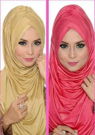 

10pcs Cross Wrinkle Jersey Cotton Hijabs Women ONE PIECE AL-AMIRAH Pleated Muslim Turban Female Plain Instant Hijabs Soft Bonnet