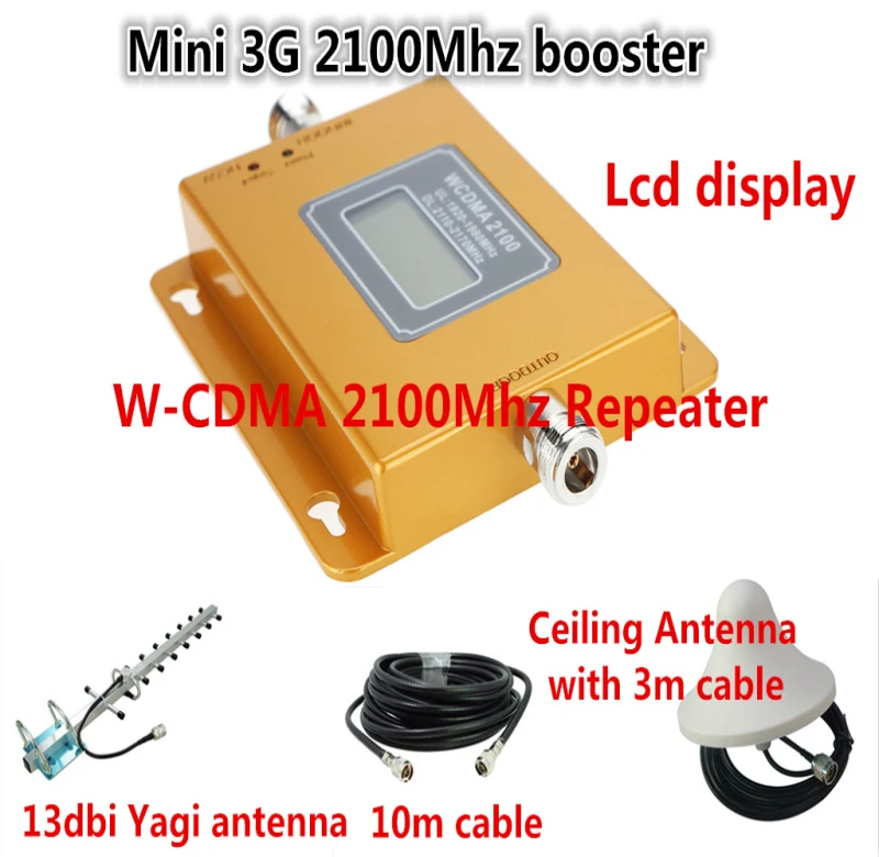

Mini LCD Repeater + Antenna kits ! 3G WCDMA UMTS 2100MHz Cellular Signal Repeater Mobile Phone Signal Booster Amplifier Repeater