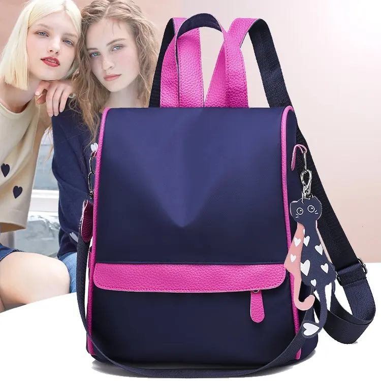 

2019 black solid Oxford korean back pack female youth daily bagpack mochila Cartoon cat Casual women backpack for girls teenager