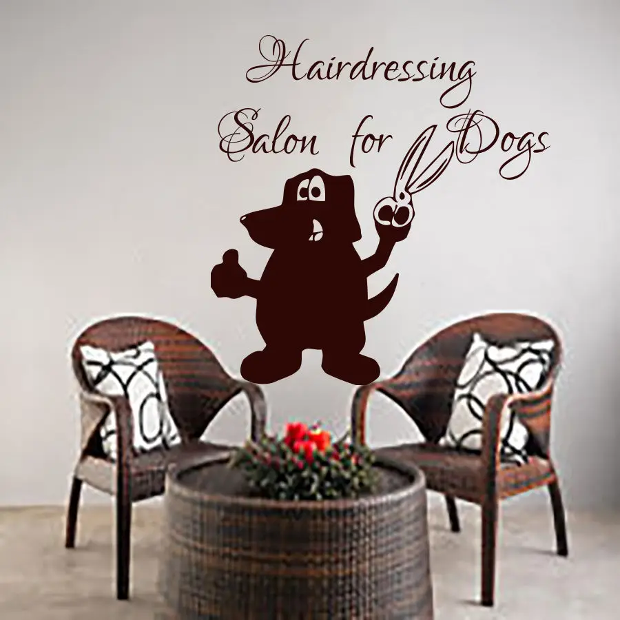 DCTAL Grooming Salon Vinyl Wall Decal Pet Salon Quote Hairdressing Salon For Dog Mural Wall Sticker Pet Shop