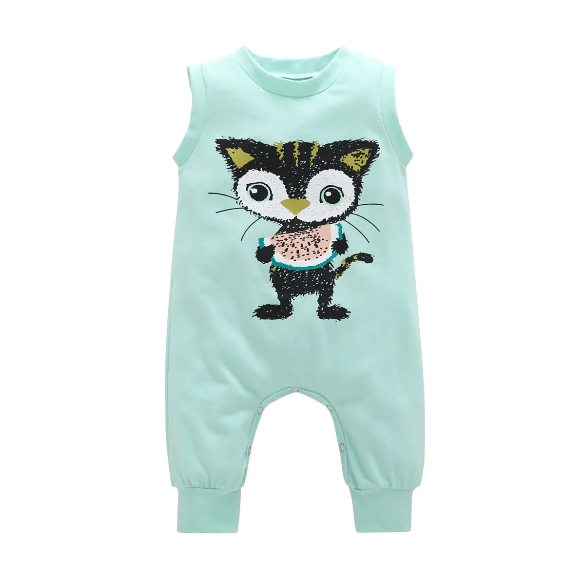 

0-24M Infant Baby Girls Playsuit Rompers Summer Newborn Cotton Clothing Autumn Unisex Toddler Jumpsuit Cartoon Cat Clothes Blue
