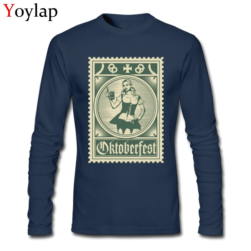 O-Neck T Shirt Slim Fit Summer Fall Tops T Shirt Long Sleeve for Male Special Cotton Fabric Oktoberfest Stamp Normal Clothing Shirt Oktoberfest Stamp navy