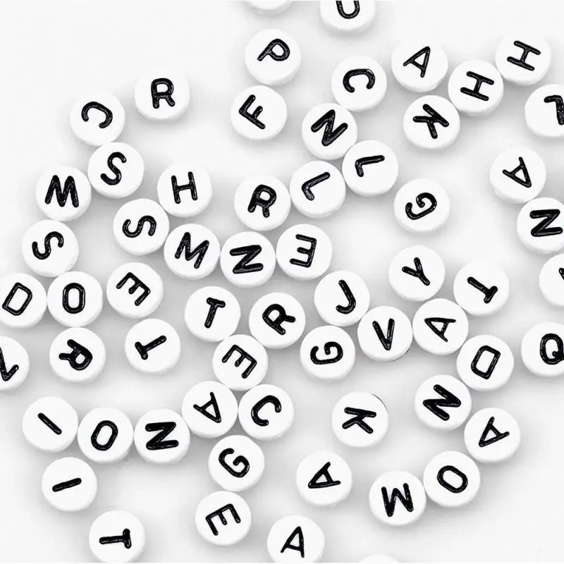 

200pcs/set Acrylic Multicolor Beads For DIY Jewelry Making Accessories Number Carved Letters Alphabets Beads #5