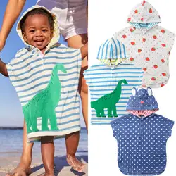 Детское банное полотенце с капюшоном и рисунком унисекс, мягкое пончо для плавания и бассейна, пляжная одежда, детский банный халат